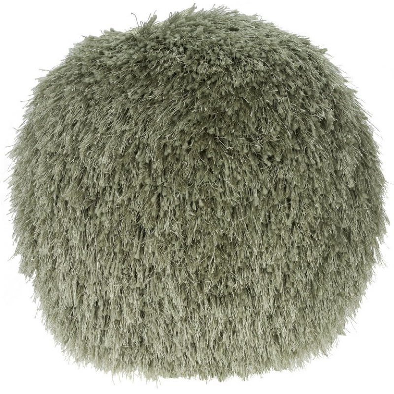 Round Fabric Yarn Shimmer Shag Throw Pillow in Sage Green