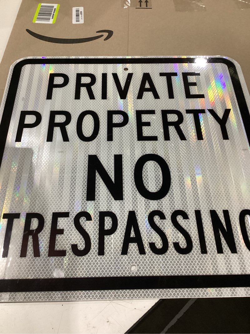 Condition photo showing Good Condition for "private property - no trespassing" sign by smartsign | 12" x 18" 3m engineer grade reflective aluminum