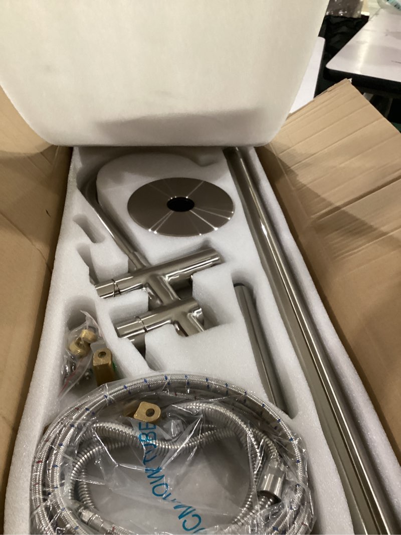 Condition photo showing Good Condition for taplong brushed nickel freestanding bathtub faucet?floor mounted bathroom tub faucets with hand shower high flow floor mount tub filler, shower tub faucet set complete-sh-7iip-kjcm