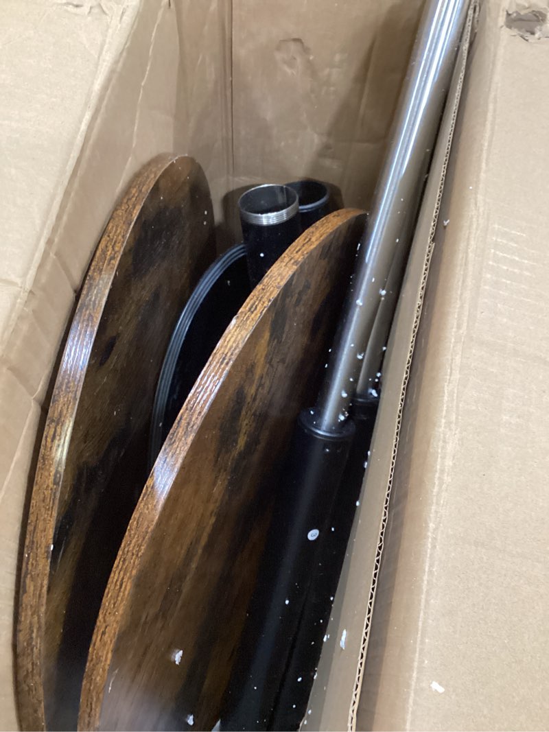 Condition photo showing Good Condition for yatiney bar table, round bar table set of 2, counter height table, pub cocktail table, metal frame, for bistro, dining room, living room, terrace, rustic brown and black bt05l2bry1 2 rustic brown + black
