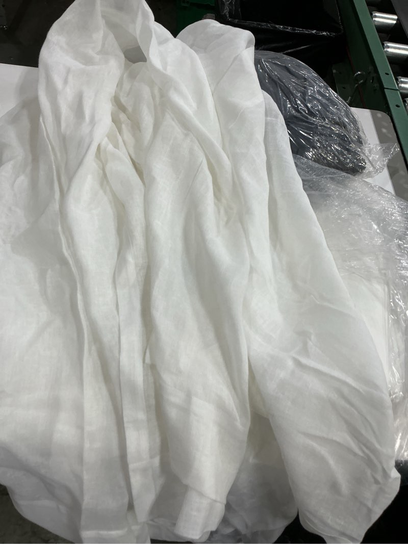 Condition photo showing As Is for quince european linen curtain color white 48in x 84in