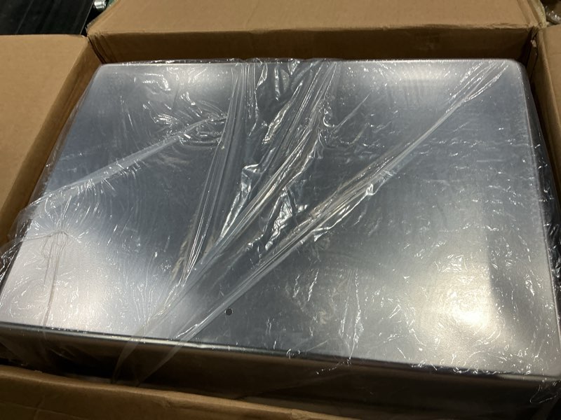 Condition photo showing Good Condition for stainless steel sifting litter box, for pine wood pellet cat litter, xxl metal cat litter boxs with lid, 23.6''x15.7''x14'' high-sided litter box,leak-proof,easy to clean, with scoop, urine pad, liner