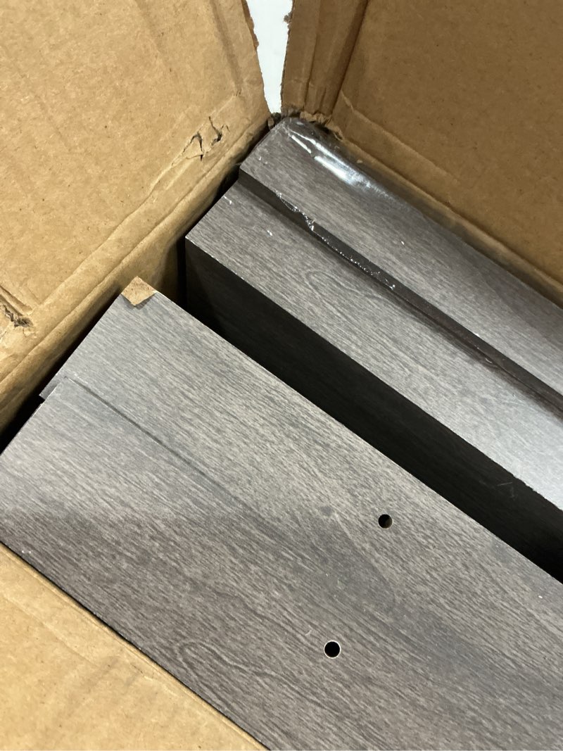 Condition photo showing As Is for upsimples floating shelves for wall, 23.6 inch shelves for decor storage set of 6, wall mounted wood shelf for bedroom, living room, bathroom, kitchen, long picture ledge shelves, grey grey 23.6in