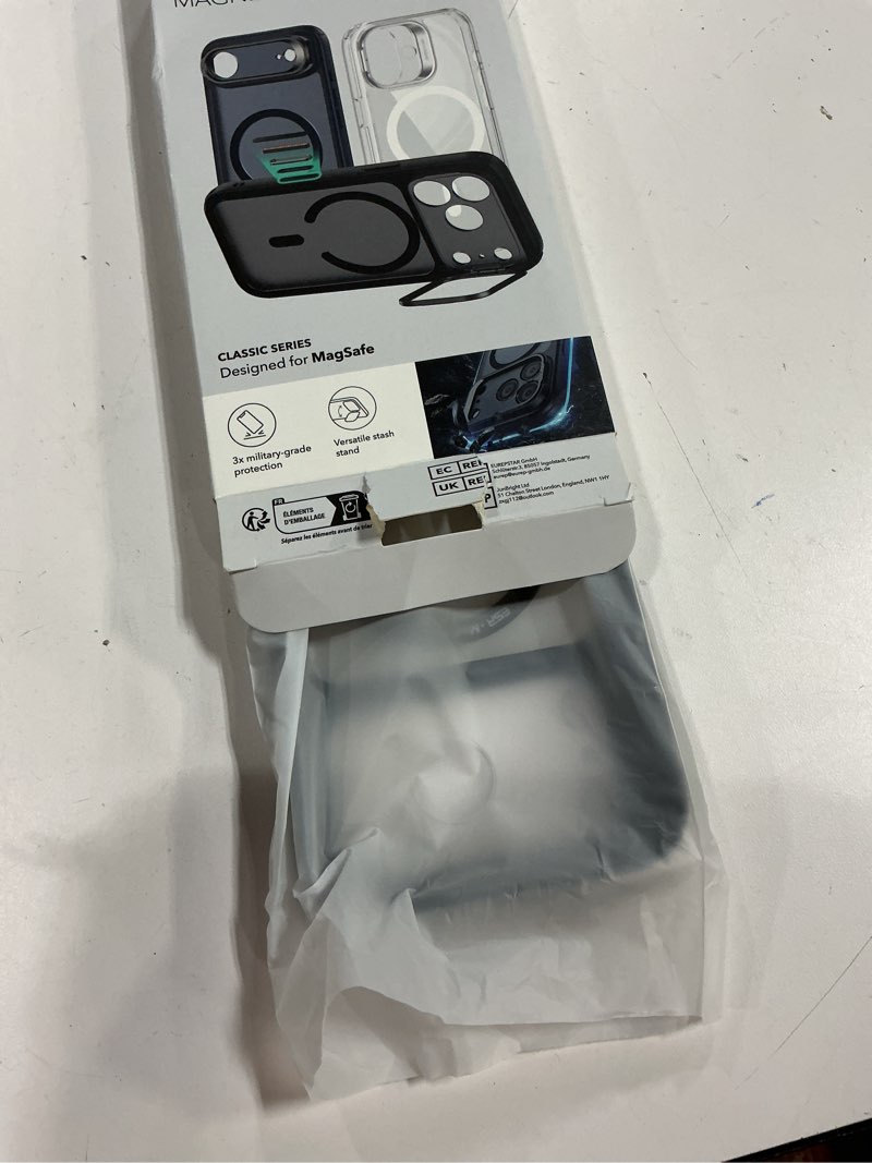 Condition photo showing New/Like New for ESR for iPhone 17 Pro Max Case with Stash Stand, Camera Control Cover Compatible with MagSafe, Military-Grade Drop Protection Magnetic Phone Case, Scratch-Resistant Back Cover,Clear Black B-Clear Black iPhone 17 Pro Max