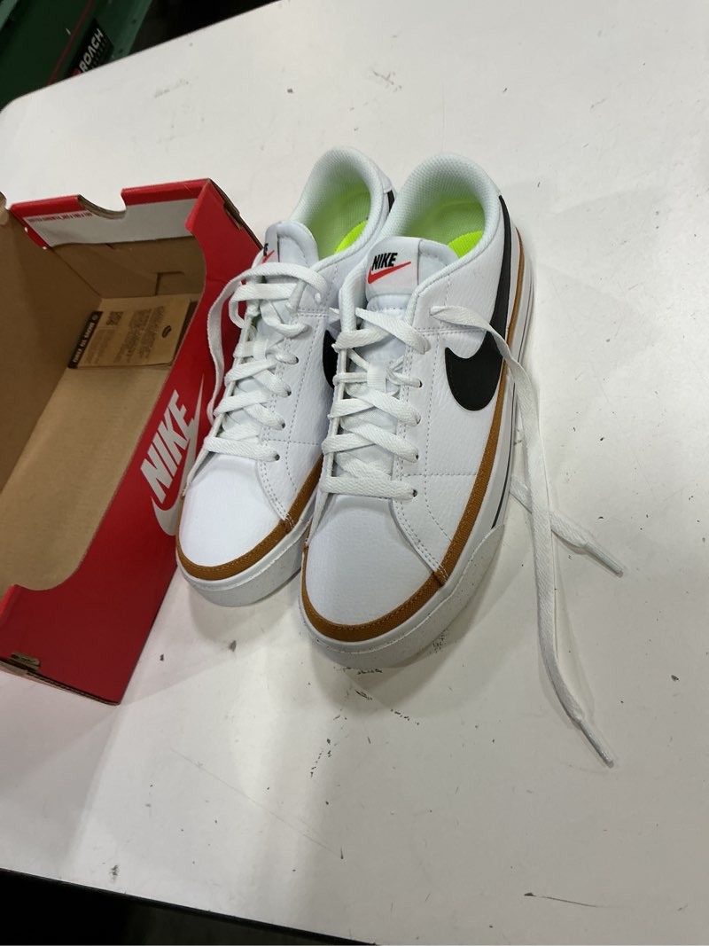Condition photo showing Good Condition for nike women's court legacy next nature shoes 8 white/black/desert ochre/team orange