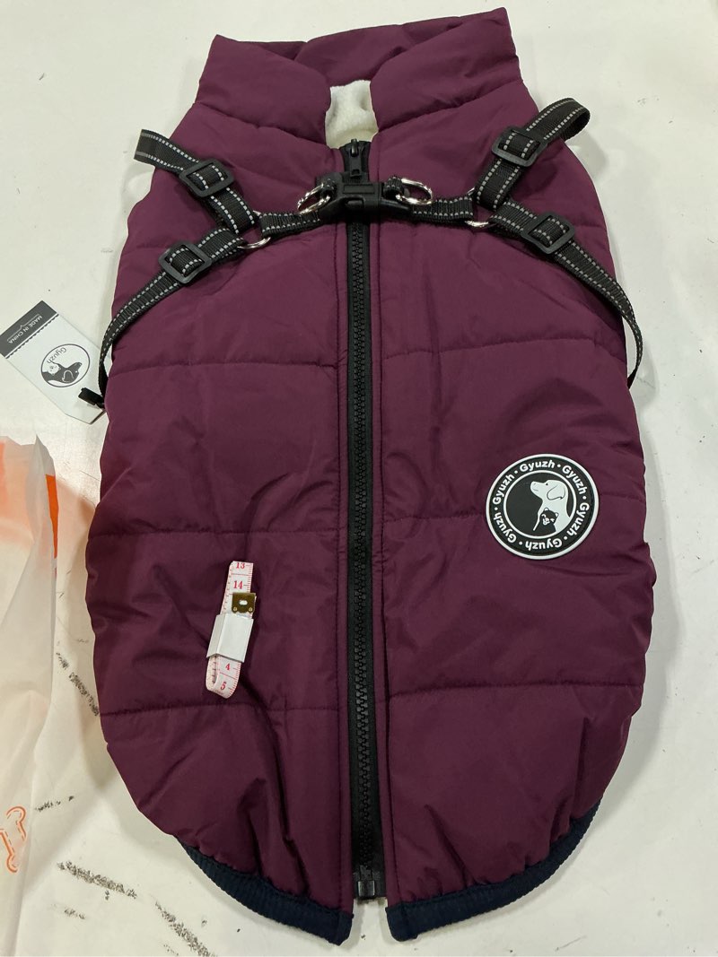 Condition photo showing New/Like New for gyuzh dog coat with harness puppy coats small dog harness jacket winter waterproof jackets for dogs x-large purple