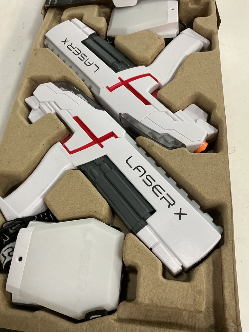 Condition photo showing Good Condition for laser x the original two player laser tag gaming set, blasters & vest sensors, ages 6+