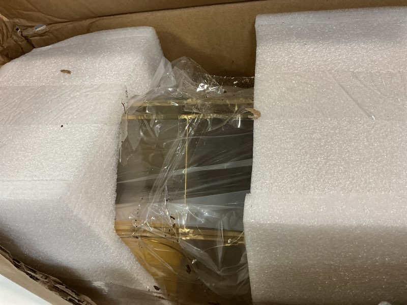 Condition photo showing Good Condition for glass card box with slot, large gold clear card box for wedding receptions - home birthdays party geometric decorative, 12.59" x 5.9" x 9.05" glod 12.59" x 5.9" x 9.05"