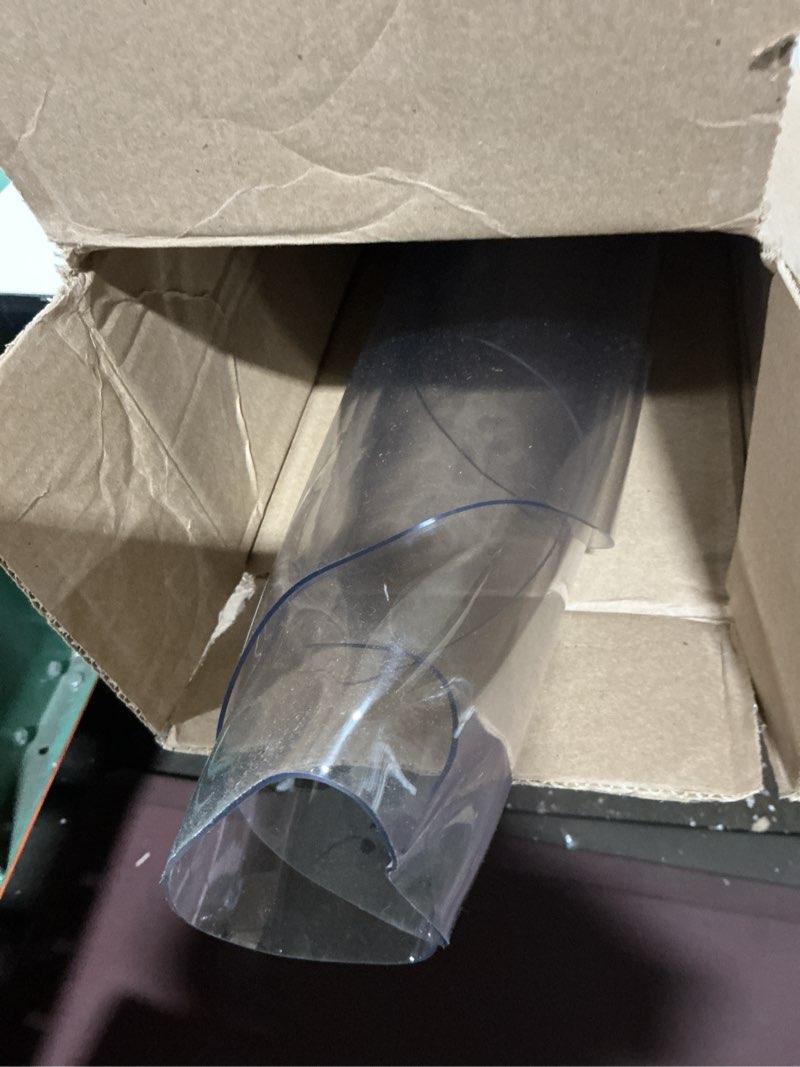 Condition photo showing As Is for clear table cover protector rectangle 12x24 inch, 1.5mm transparent plastic table protector waterproof, anti-scratch clear desk mat for office desktop dresser dining table, fda compliant clear 1.5mm 12'' x 24''
