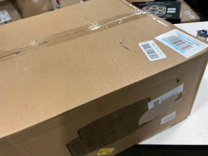 Condition photo showing New/Like New for 20 Inch Boho Caged Ceiling Fans with Lights Flush Mount, Layered Rattan Ceiling Fan with Light Remote Control with Reversible 6 Speeds for Bedroom, Nursery, Living Room, E12 Base, Indoor