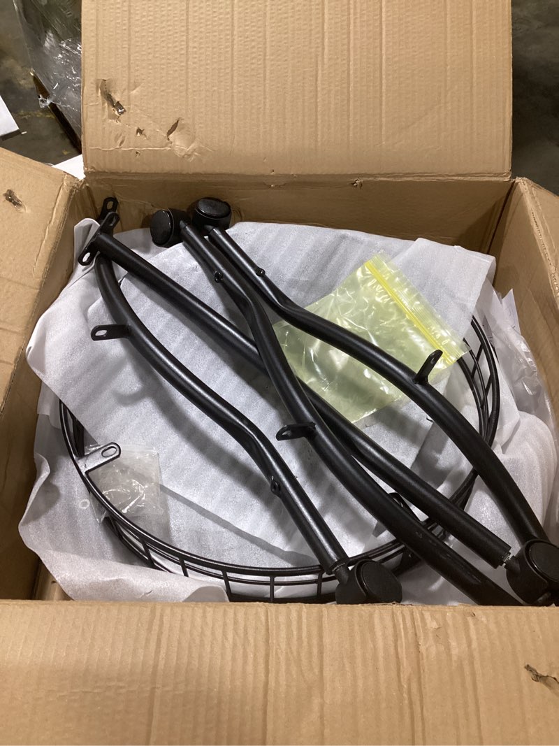 Condition photo showing As Is for Round Side Table, 3-Tier Accent End Table with Storage Shelf, Corner Sofa Beside Table for Small Spaces,Nightstand with Metal Frame for Living Room, Bedroom (Black)