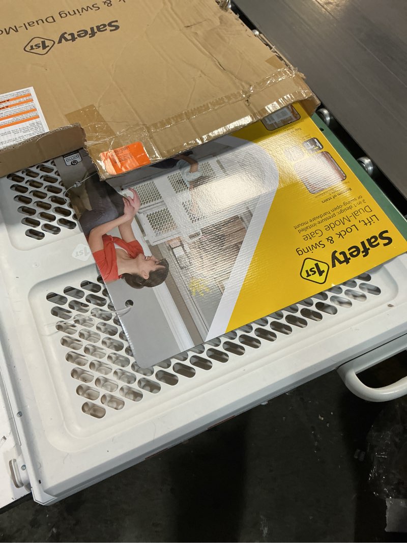 Condition photo showing New/Like New for Safety 1st Baby Gates for Doorways, Pressure Mount Lift, Lock and Swing, Dog Gates, Hardware Gate for Stairs, Fits 28"-42" Wide