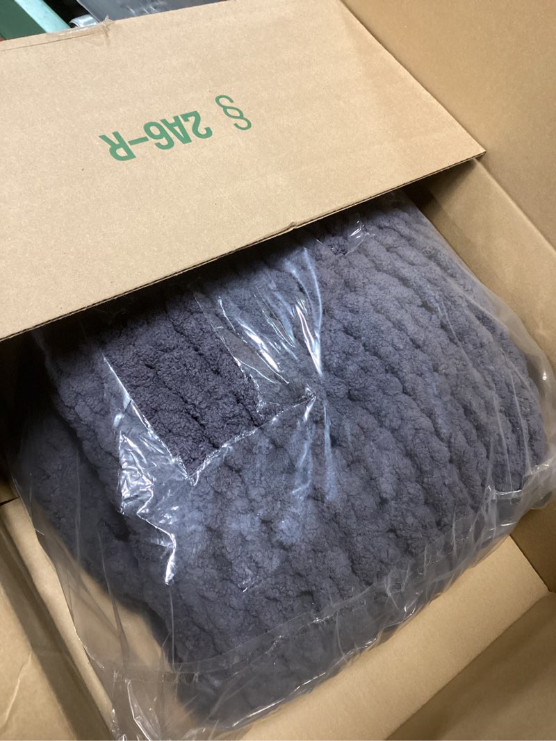 Condition photo showing Good Condition for Battilo Chunky Knit Throw Blanket, Soft and Thick Chenille Throw Blanket, 50"x60" Handmade Cable Knit Crochet Blanket, Dark Grey Knot Knitted Throw Blankets for Couch Sofa Bed Home Decor Grey 50"x60"