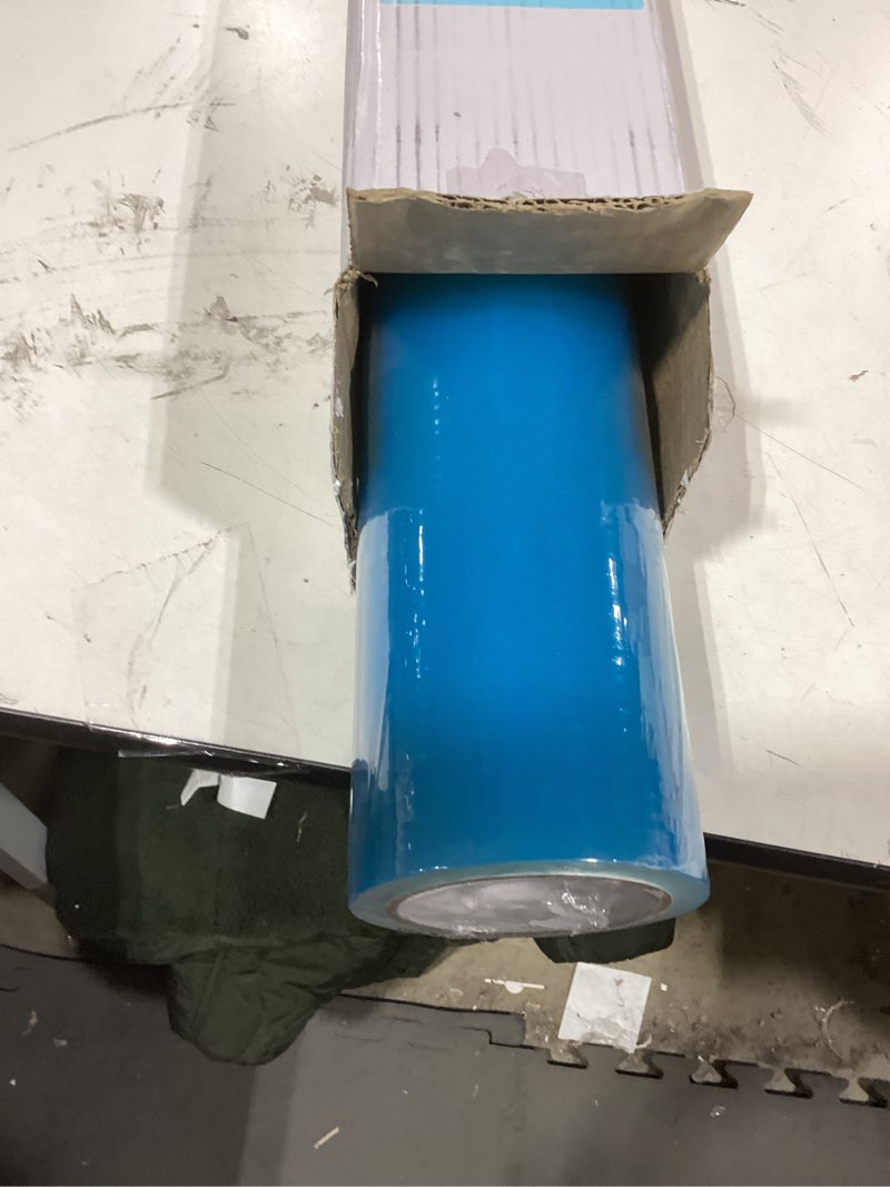 Condition photo showing New/Like New for tapemanblue carpet protection film 24" x 200' roll. made in the usa. easy unwind, clean removal, strong and durable plastic carpet protector. clear, self-adhesive surface protective film