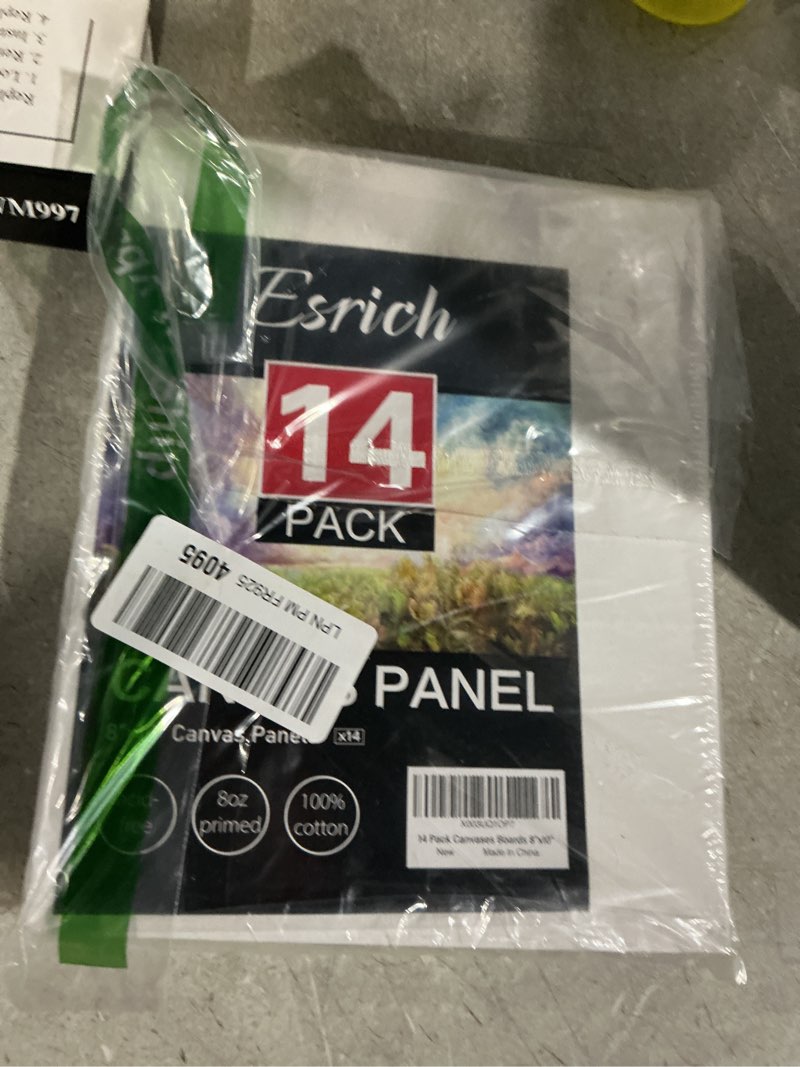 Condition photo showing As Is for esrich canvases for painting 8x10in,14 pack blank canvas boards bulk - cotton art canvas for oil, acrylic & watercolor painting. 8*10in 14pack