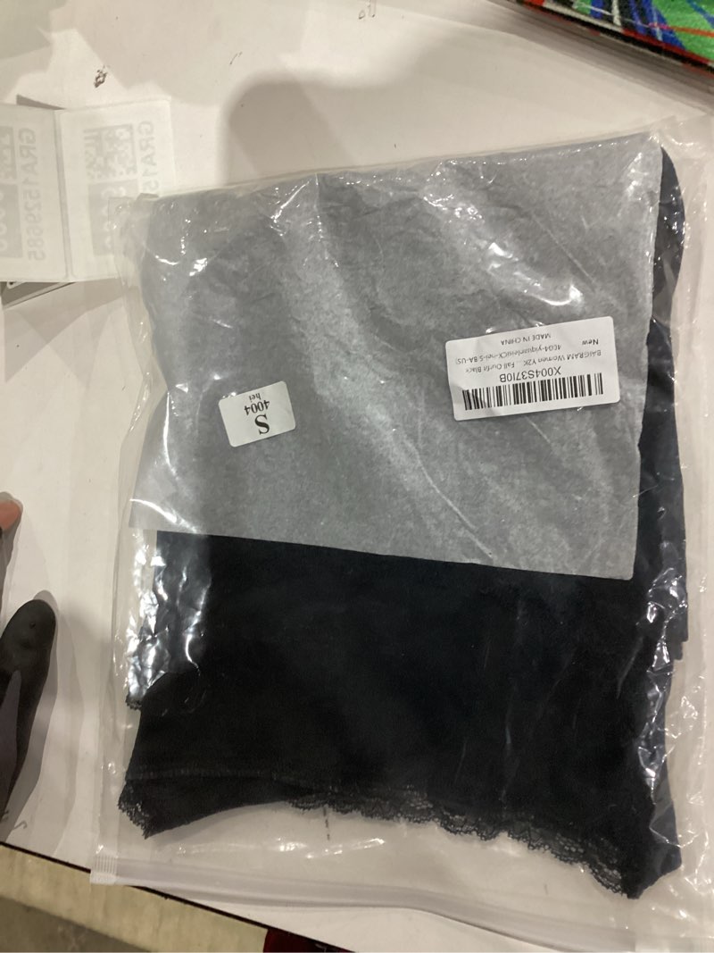 Condition photo showing New/Like New for BAIGRAM Women Y2K Lace Trim Long Sleeve Pointelle Crop Shirt Tops Preppy Coquette Slim Fit Scoop Neck Tshirt Girl Fall Outfit Black
