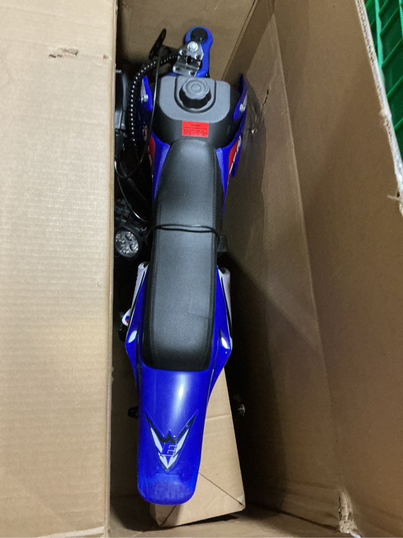 Condition photo showing As Is for kids motorcycle,c6 kids electric dirt bike,12-inch 160w brushless motor,3-speed lcd display,10 mph top speed,led brushless controller + moto sound?8 miles range,blue