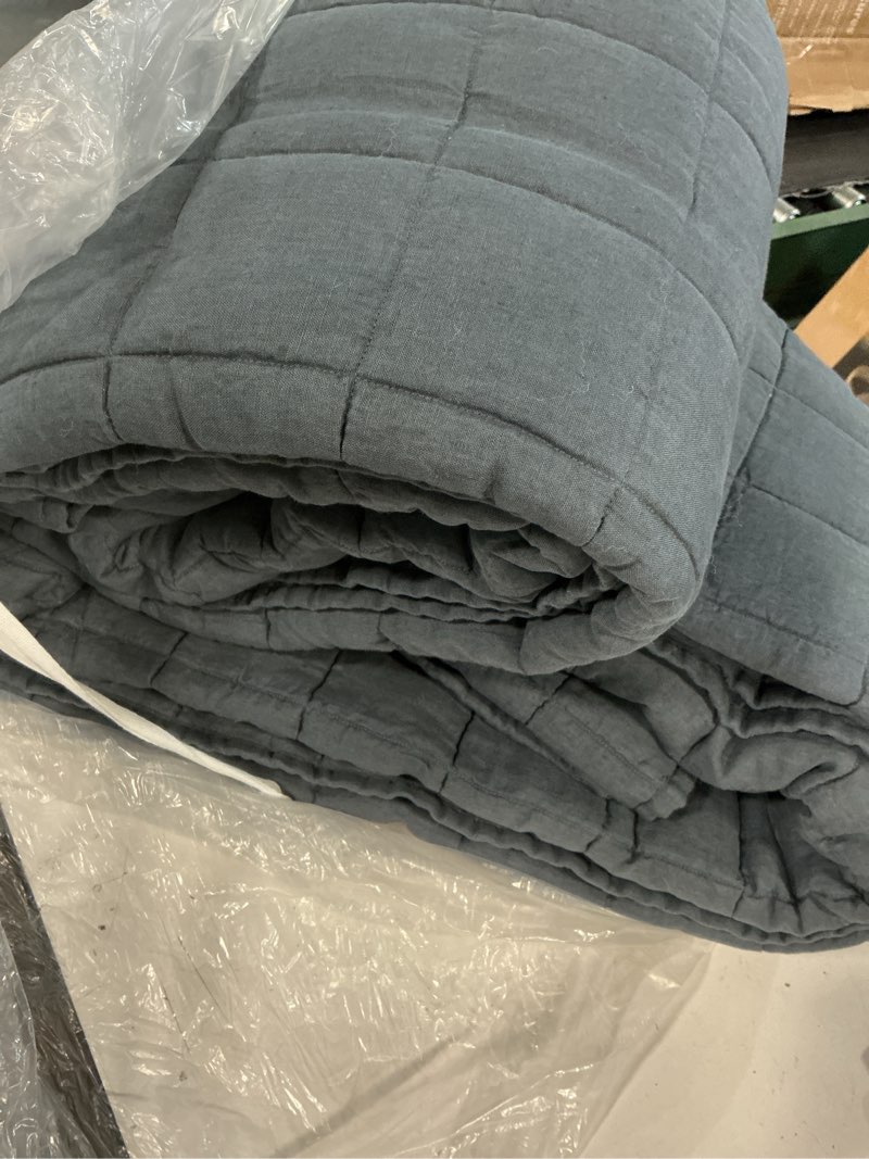 Condition photo showing Good Condition for quince european linen box quilt only no shams night fall,king,1 piece