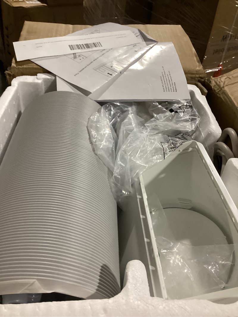 Condition photo showing As Is for garvee 8000 btus portable air conditioner,up to 350 sq.ft. remote control 48db portable ac unit, dehumidifier, fan, sleep, 24h timer&installation kit, doe certified, ceer 6.2, white+black panel