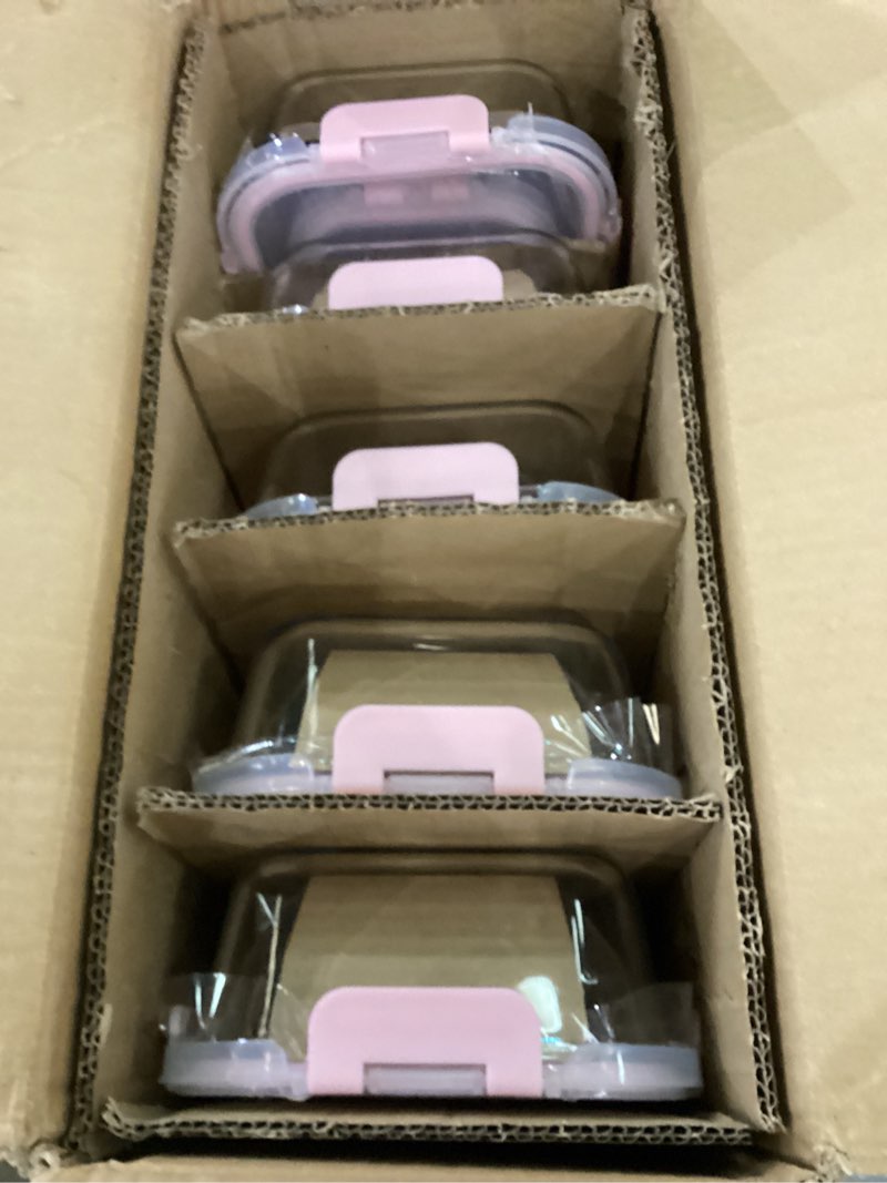 Condition photo showing Good Condition for 10 Pack Glass Food Storage Containers, Meal Prep Containers with Lids, Airtight Glass Lunch Boxes, Freezer, Oven, and Microwave Safe, Pink