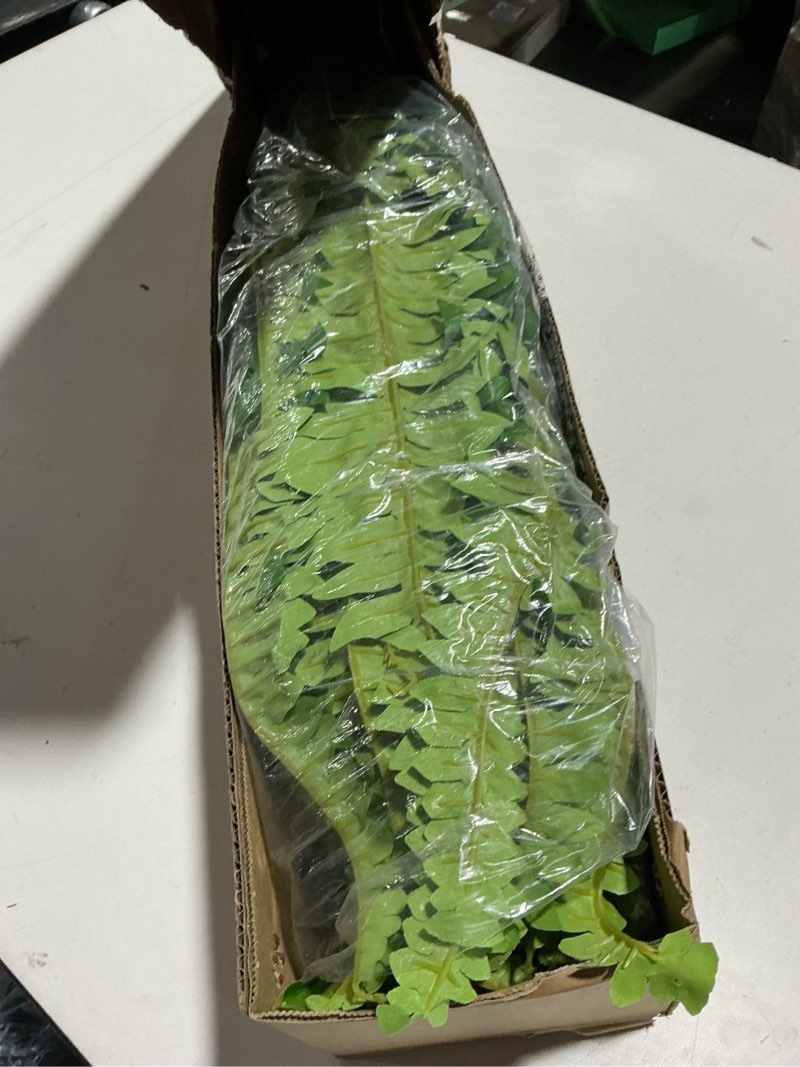Condition photo showing Good Condition for gyerb 48" large artificial boston fern plants for outdoor indoor, fake ferns for front porch hanging, faux greenery bushes for home garden office decor, silk fern with realistic fronds, 88 branches 47“-88 leaves