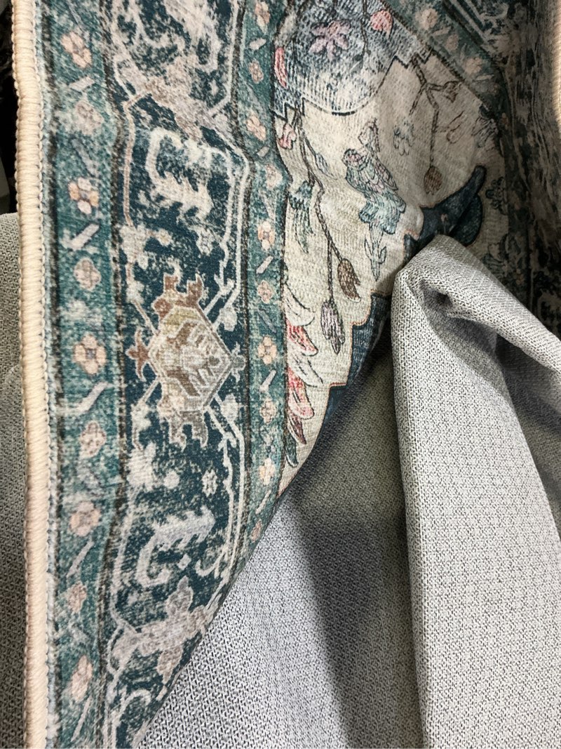 Condition photo showing Good Condition for releany area rugs 3'x10' runner rug non slip washable for kitchen hallway bedroom beside laundry room bathroom rug, floor carpet, dark blue vintage blue/vintage dark blue 3' x 10' (runner)
