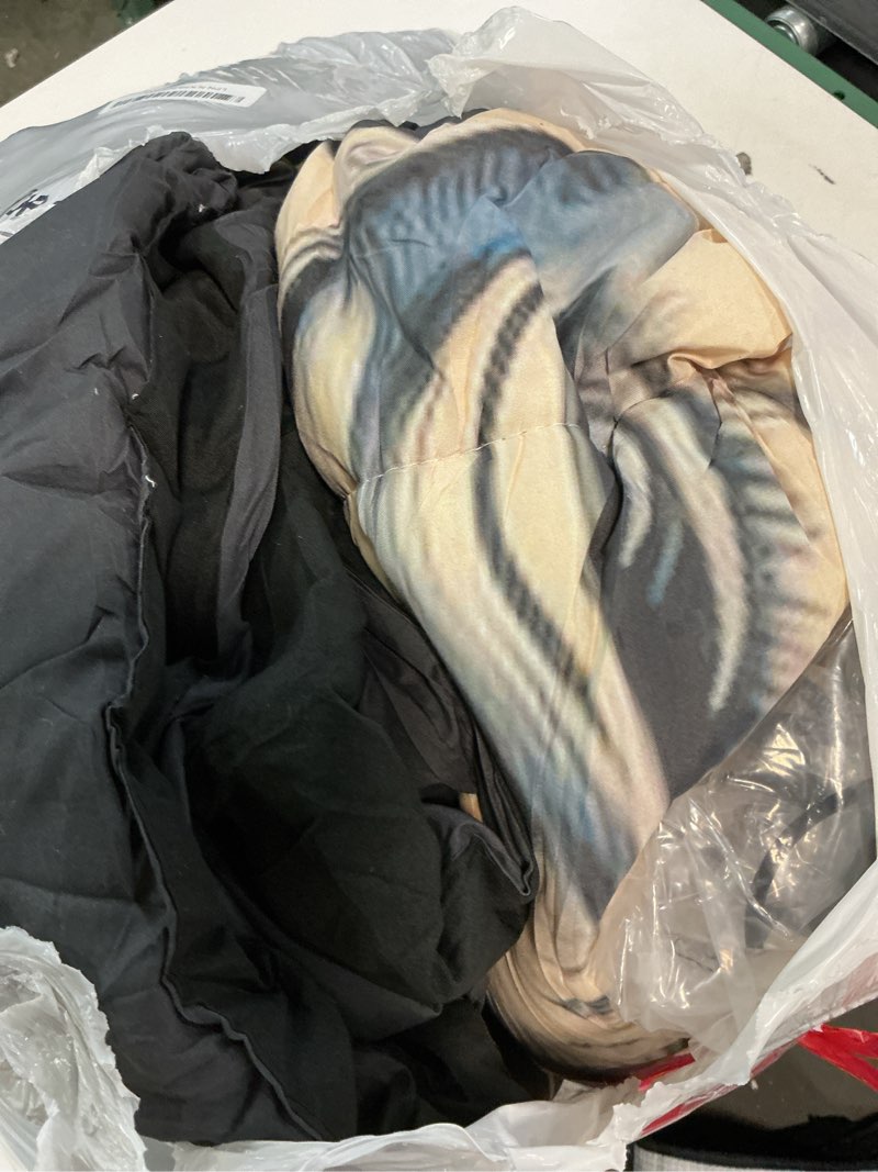 Condition photo showing As Is for Sun and Moon Comforter Set Black Boho Bedding Set Celestial Galaxy Starry Space Bedding Comforter Mandala Exotic Black Bed in A Bag Queen Size Black-01 Queen