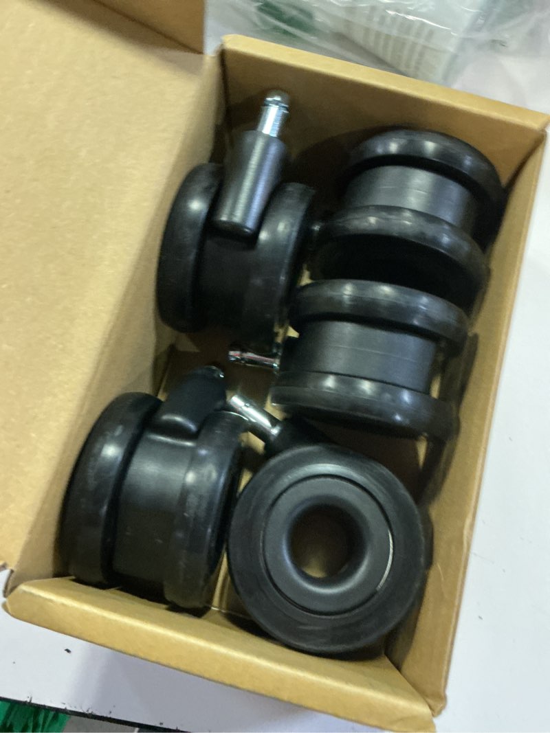 Condition photo showing Good Condition for axl hubless caster office chair wheels black replacement rubber chair casters for hardwood floors and carpet, set of 5, tpr casters safe all floor, hollow style wheel (black)