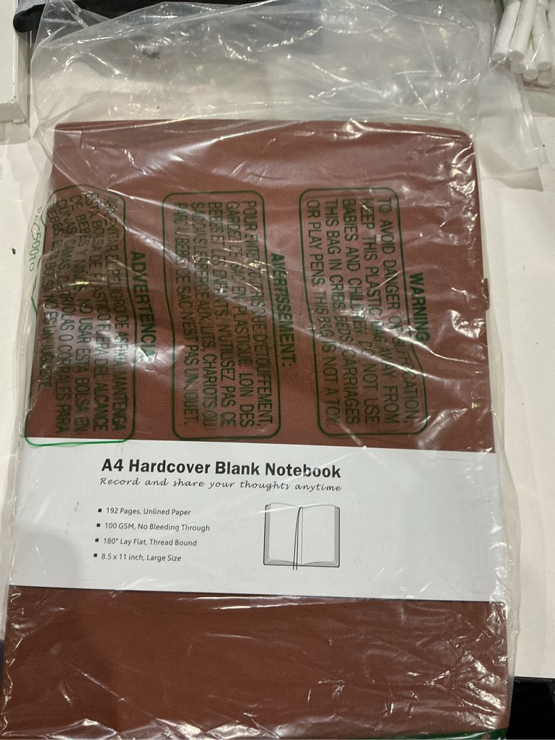 Condition photo showing New/Like New for blank journal, hardcover sketchbook 8.5\" x 11\", 192 pages blank notebook a4 | extra-thick with 2x creative space, 100gsm no bleed paper, leather hardcover, lay-flat for drawing, writing, mind mapping brown a4