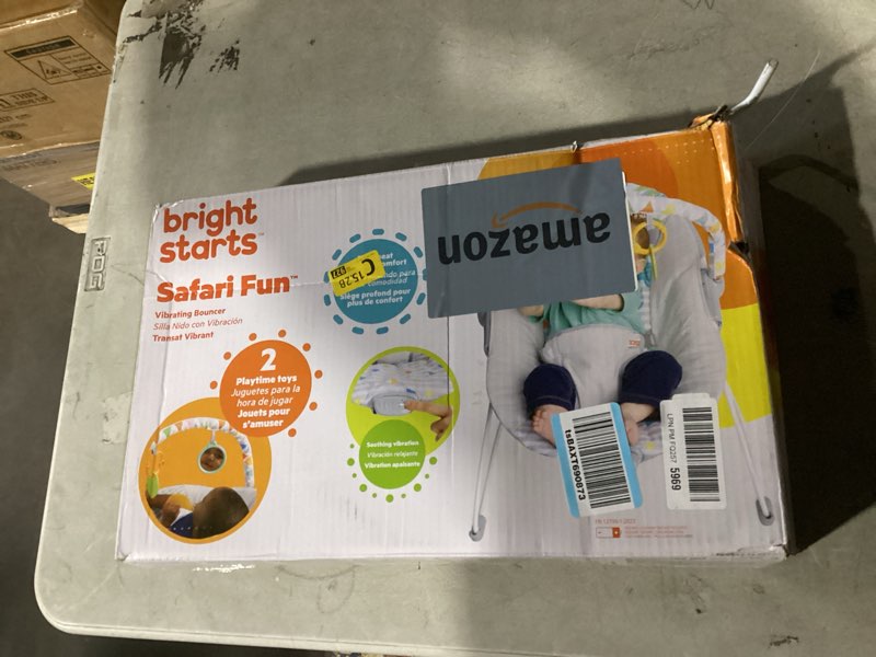 Condition photo showing Good Condition for bright starts baby bouncer soothing vibrations infant seat - removable -toy bar, nonslip feet, 0-6 months up to 20 lbs (safari fun)
