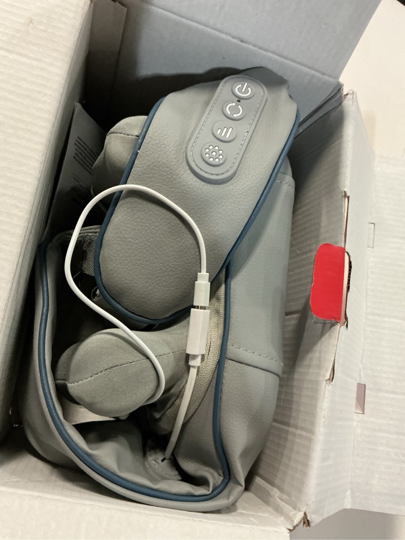 Condition photo showing Good Condition for 4d wireless deep tissue kneading neck massager with heating function, shiatsu and shoulder massage pillow,back and leg pain relief, body muscle pain relief, perfect gifts for men women. (grey)
