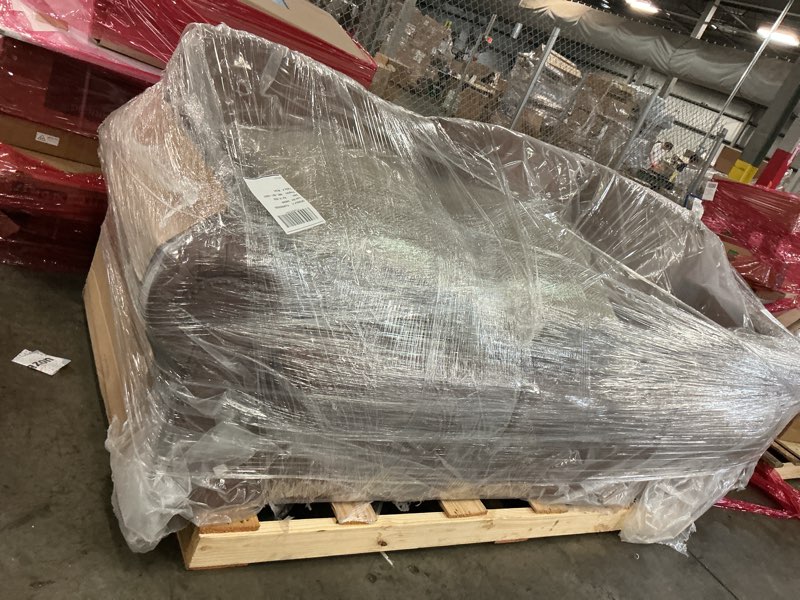 Condition photo showing As Is for (similar) eluchang 85\" luxury 3 seater sofa couch for living room, modern upholstered faux leather sofas couches with extra deep seats&removable cover, comfy sofa couch for small space apartment lounge, brown