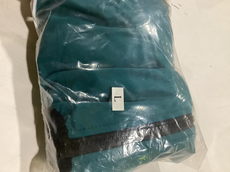Condition photo showing Good Condition for Winter Waterproof Dog Snowsuit – Full Body Outdoor Jacket with Leash Ring, Fleece Lining, Windproof Reflective 4-Leg Dog Coat for Small to Large Dogs Teal Blue L L (Back Length 15.5") Teal Blue