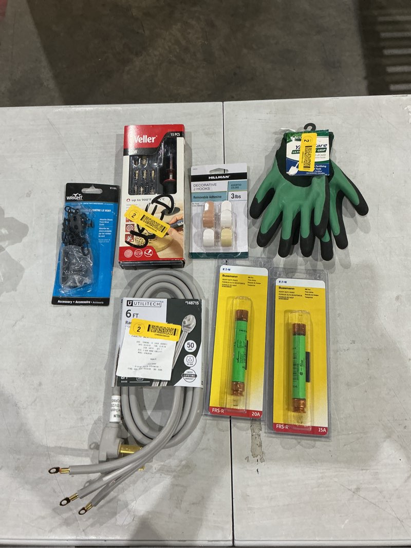Condition photo showing As Is for assorted home improvement lot (small tools, screw, home accessories, etc.)