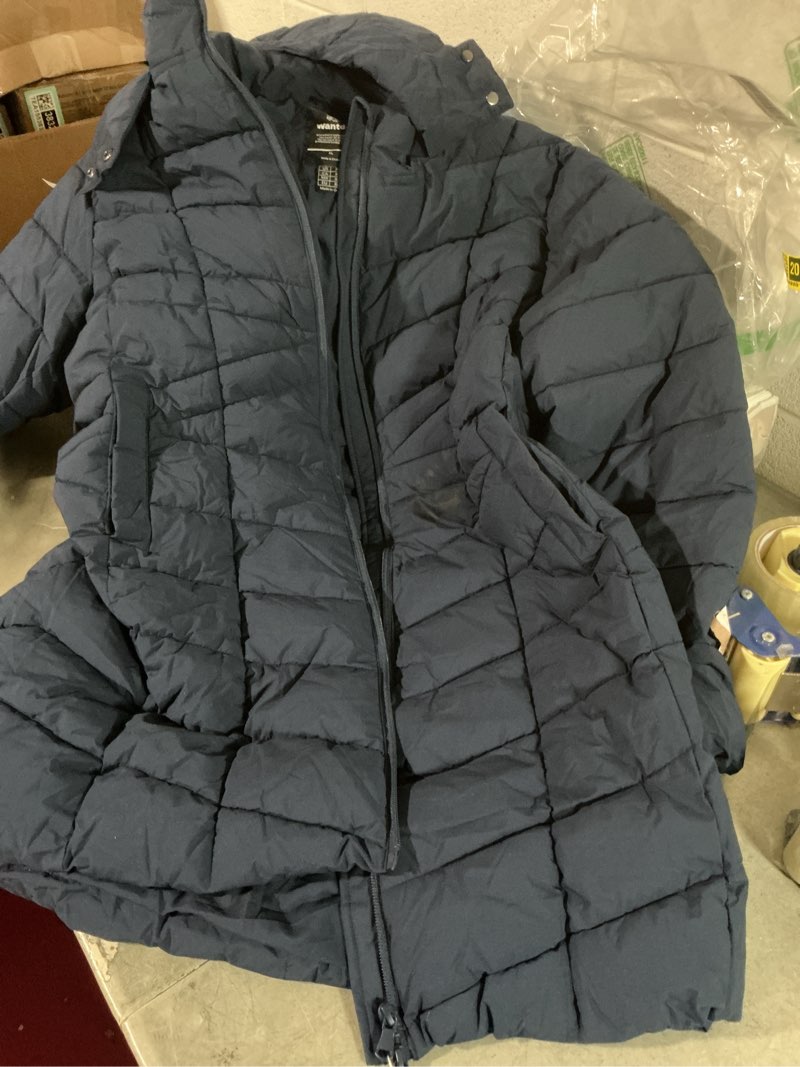 Condition photo showing As Is for wantdo women's puffer jacket warm padded winter coat long quilted jacket (available in plus size) xlarge navy blue