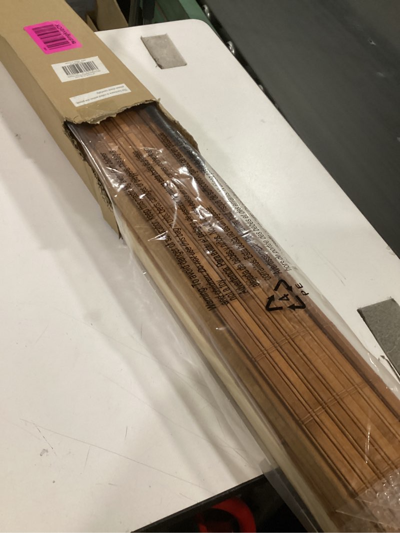 Condition photo showing New/Like New for lazblinds no tools no drill cordless bamboo roman shades, light filtering window treatment, roll up bamboo blinds for windows 33'' w x 64'' h, wood light filtering-wood01 33" w x 64" h