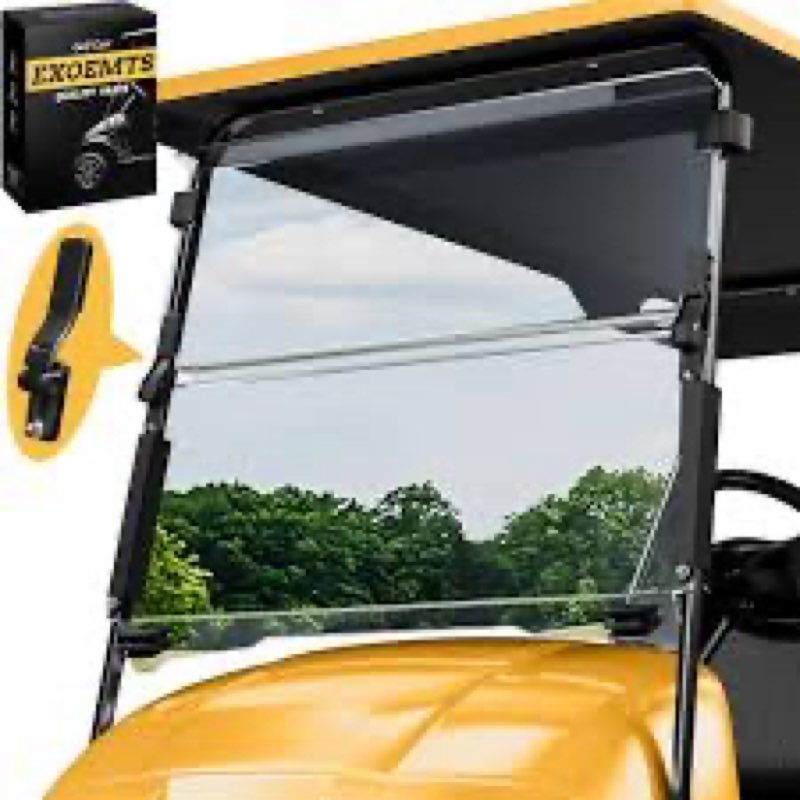 EXOEMTS Golf Cart Windshield for EZGO TXT 1995-2013, 40.7"W X 28.3"H, 3/16" Thick PC, Fordable Tinte
