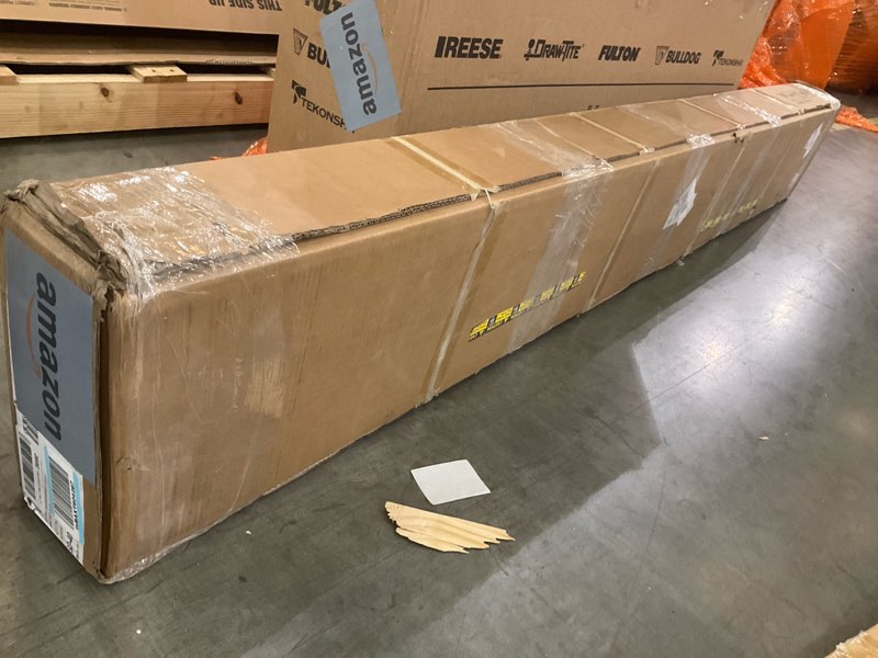 Condition photo showing As Is for SMARTSTANDARD 40in x 84in Sliding Barn Door with 7ft Barn Door Hardware Kit Included, Unfinished Solid Spruce Wood Door, Assembly Required, DIY, Stainable, Natural 40"x84" Natural