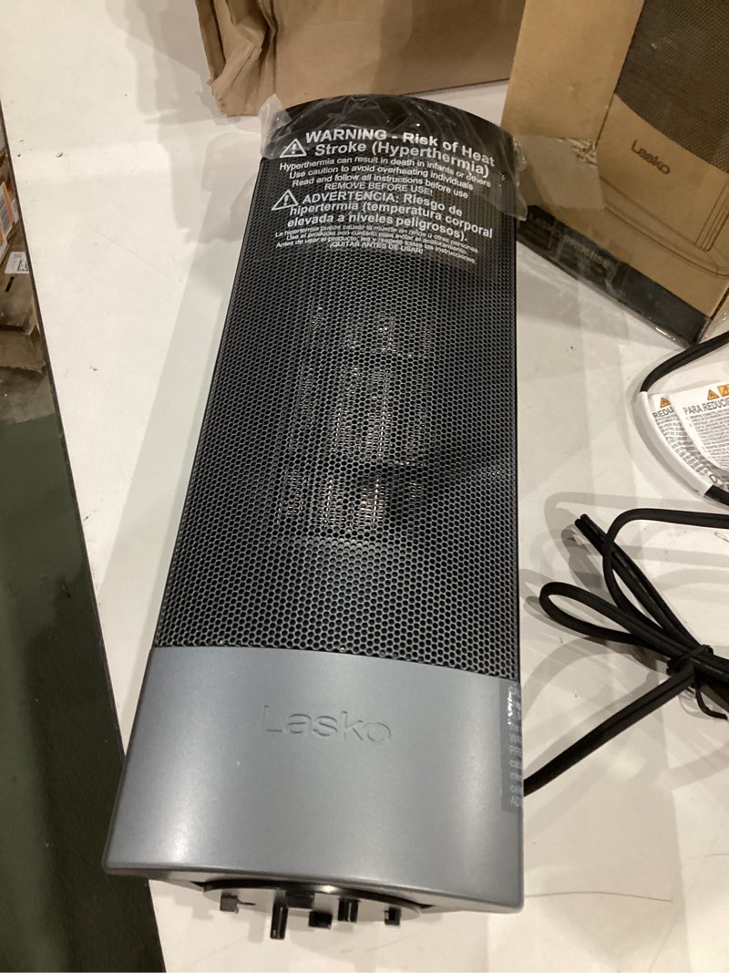 Condition photo showing Good Condition for lasko ellipse ceramic tower heater for home with tipover switch, child lock, digital display, thermostat, wide oscillation, remote, timer, for bedroom, office, living room, den, 1500w, black, ct18950