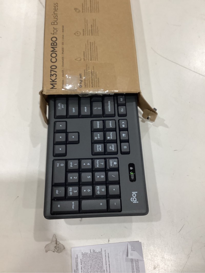 Condition photo showing As Is for logitech mk370 combo for business, wireless full-size keyboard and wireless mouse, secure logi bolt usb receiver, bluetooth, globally certified windows/mac/chrome, linux - graphite
