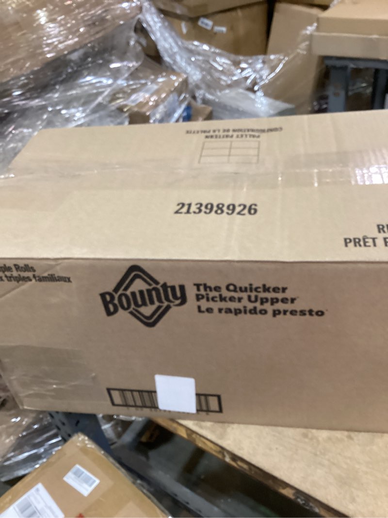 Condition photo showing New/Like New for bounty quick-size paper towels, white, 8 family triple rolls = 27 regular rolls family triple 8 rolls (141 sheets)