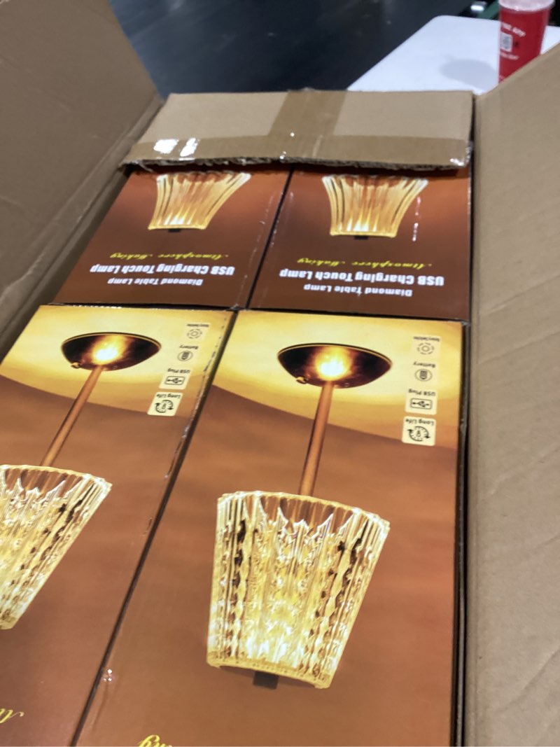 Condition photo showing New/Like New for liliful 8 pcs cordless table lamp rechargeable touch led small gold portable battery operated usb-c desk lamp 3 color dimmable for bedroom living room dining (gold,rose style) gold rose style 8