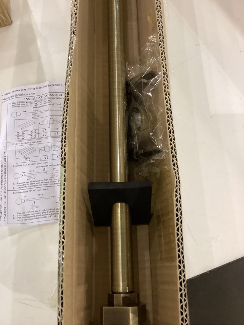 Ivilon Drapery Window Curtain Rod - End Cap Style Design  Color Warm Gold