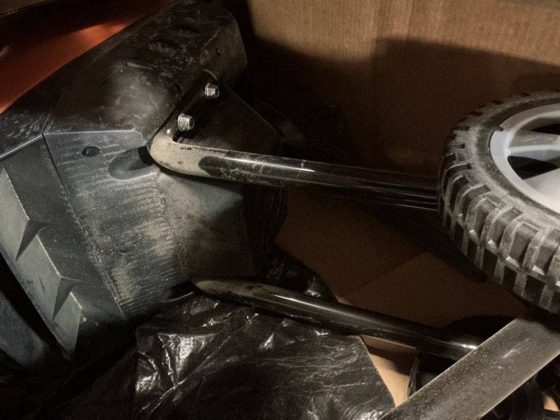 Condition photo showing As Is for lawnmaster fd1503 electric wood chipper shredder 15-amp 1.8-inch cutting diameter max 14:1 reduction collection bag