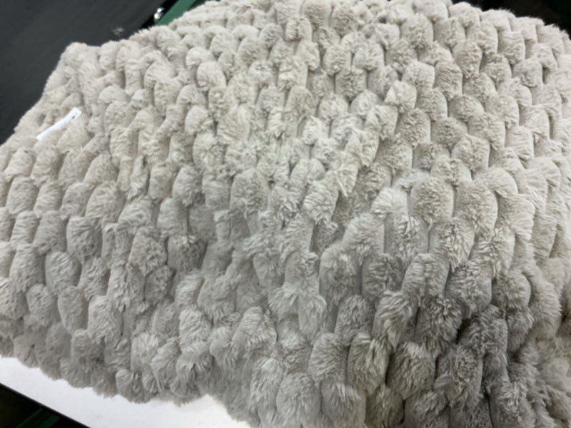 Condition photo showing As Is for Heated Blanket Electric Blanket Heating, Dual Control Soft Ribbed Faux Fur Electric Blanket with 12 Heat Levels 12H Timer ETL FCC Certified Machine Washable (Gray, King Size - 90" x 100") Gray King Size - 90" x 100"