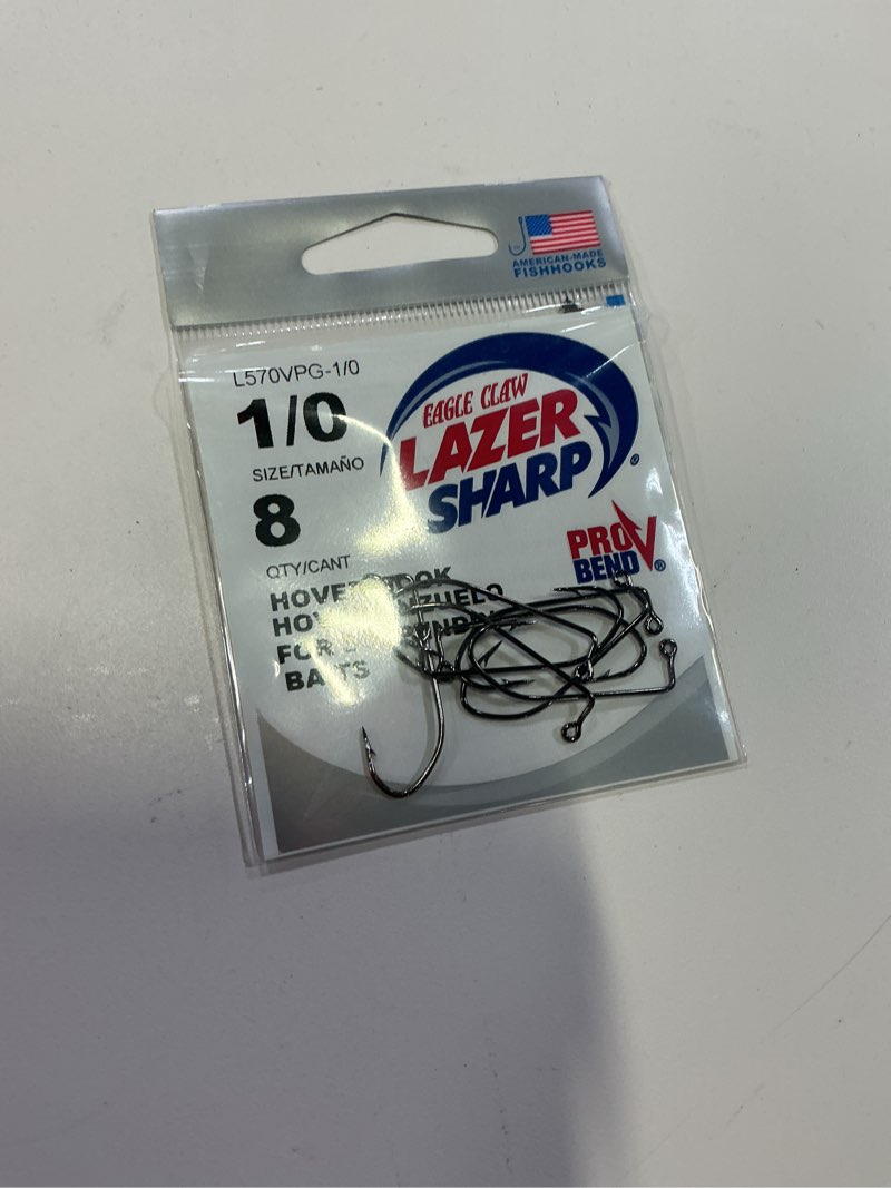 Condition photo showing New/Like New for eagle claw lazer sharp pro-v jig hook suze 1/0
