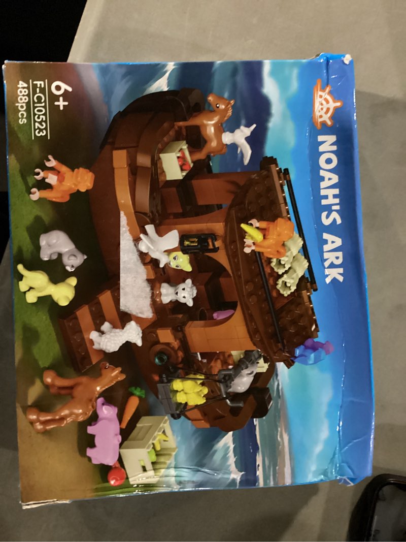 Condition photo showing New/Like New for Noah's Ark Boat Building Blocks, Jesus Bible Religious Story Ship Toys with Animals & Plants Compatible with Lego, Baptism Gifts Easter Gifts for Girls and Boys Aged 6+ (488 Pcs)