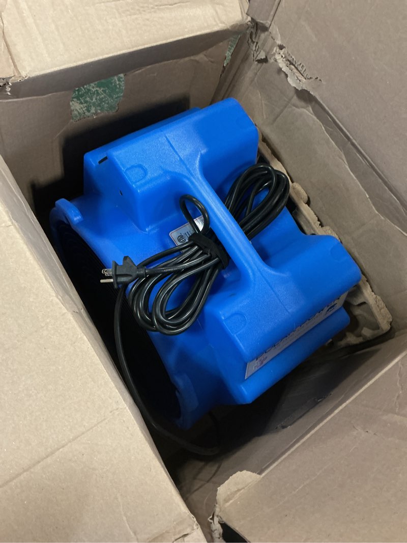 Condition photo showing As Is for b-air 1/4 hp polar axial blower fan high velocity air mover for water damage restoration, air circulation, drying, 3300 cfm, daisy chain capable, stackable, blue, ba-pb-x24