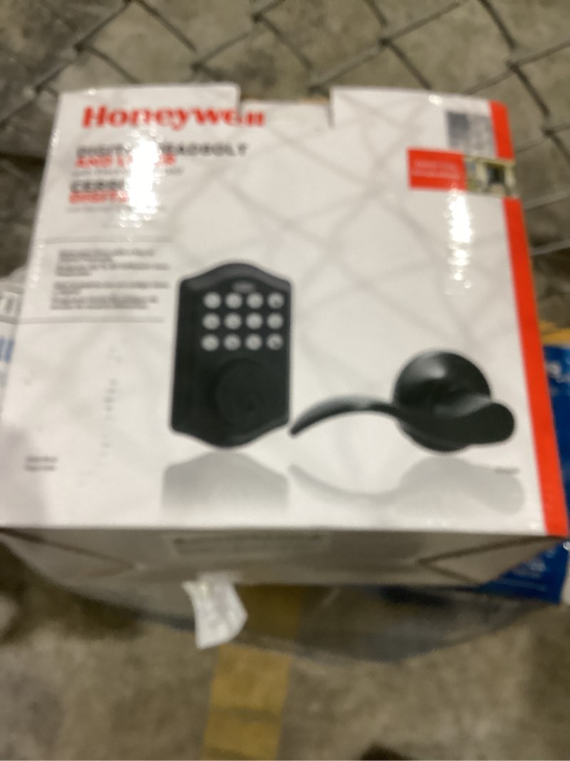 Condition photo showing As Is for Honeywell Digital Deadbolt with Passage Lever, Matte Black, 8734505 (B07VGZ38CL)
