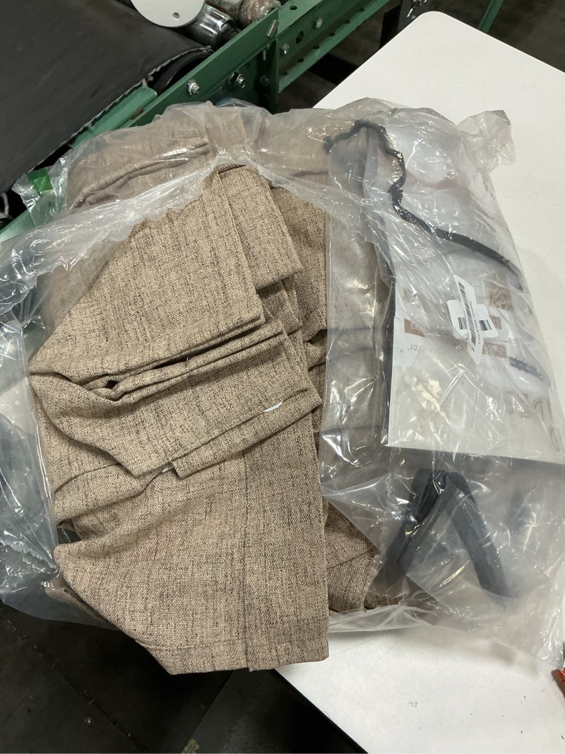 Condition photo showing As Is for extra long natural linen 60 inch wide curtains 108 inches for room divider, memory shape pleated light filtering heavy drapes luxury decor floor to ceiling semi sheer curtain 9ft length 2 panels set natural 60"w x 108"l( pack of 2)